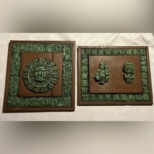 Vintage Zerebski Malachite Wall Decor Plaque Folk Art
